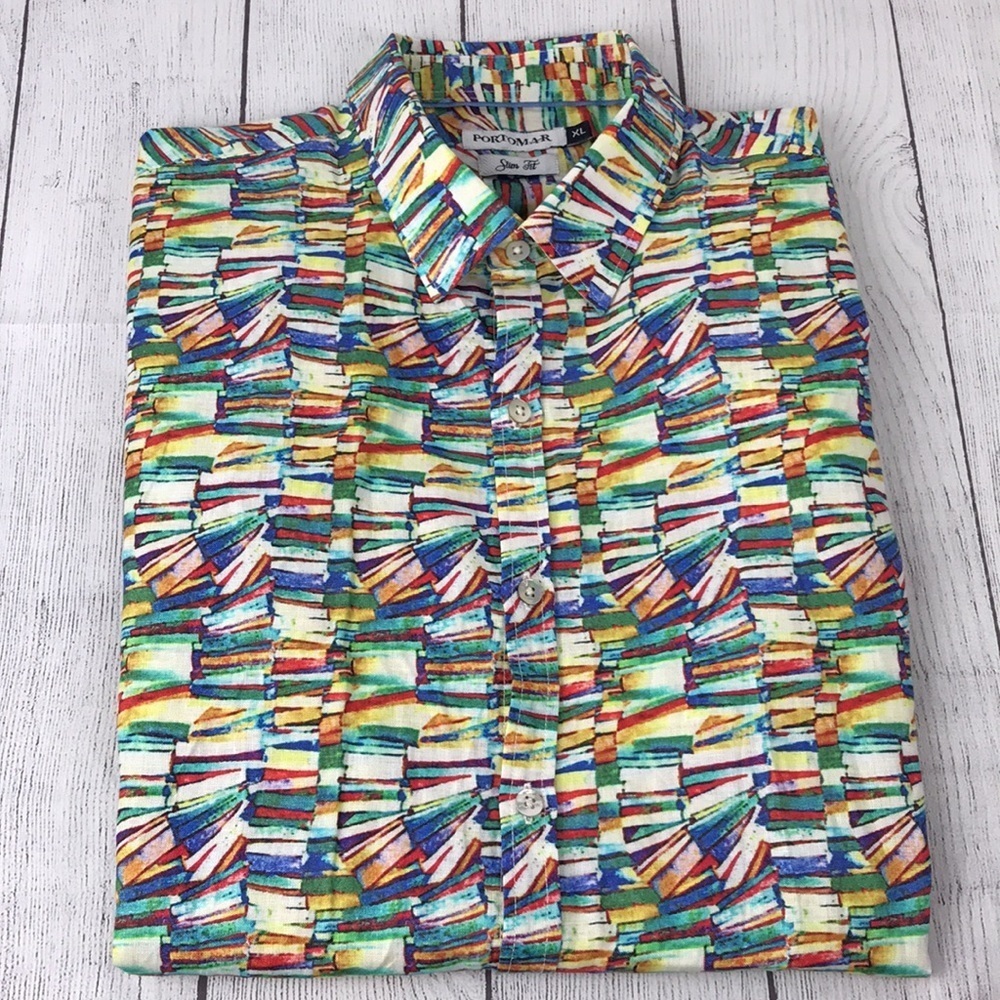 PORTOMAR Men's Slim Fit Graphic Design Shirt